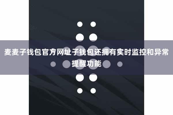 麦麦子钱包官方网址子钱包还拥有实时监控和异常提醒功能