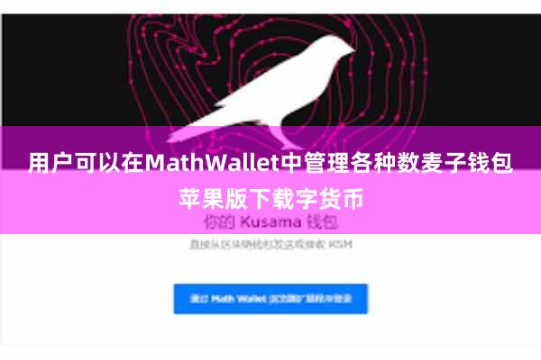 用户可以在MathWallet中管理各种数麦子钱包苹果版下载字货币